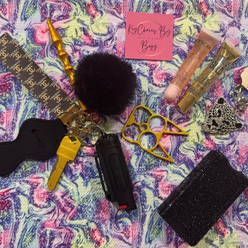 Gold and Black Keychain Accessory Set